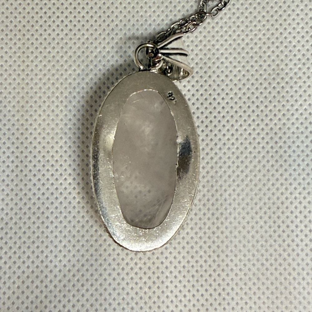 Large Sterling Silver Oval Statement Pendant Neck… - image 2